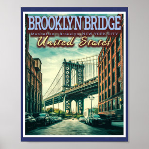 PÓSTER PUENTE BROOKLYN - MANHATTAN - BROOKLYN - NUEVA YOR