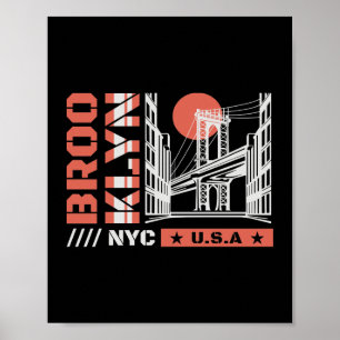 Póster Puente Brooklyn NYC Gráfico Nueva York urbana