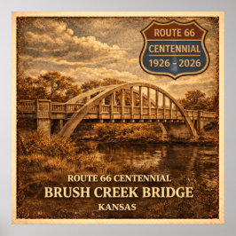 Póster Puente Brush Creek de la Ruta 66 de Kansas