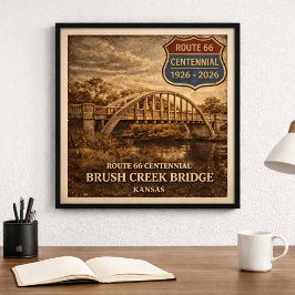 Póster Puente Brush Creek de la Ruta 66 de Kansas