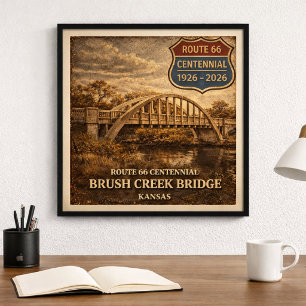 Póster Puente Brush Creek de la Ruta 66 de Kansas