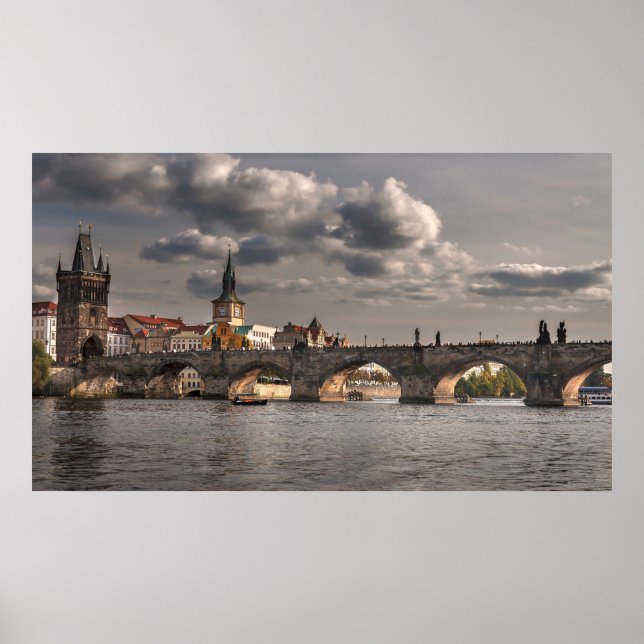 Póster Puente Carlos, fotografía colorida de Praga (Frente)