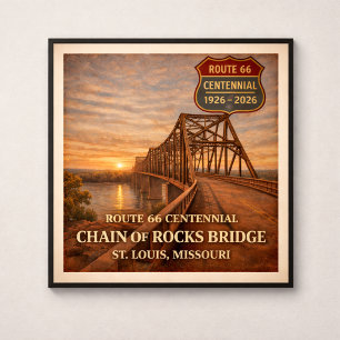 Póster Puente Chain of Rocks de la Ruta 66
