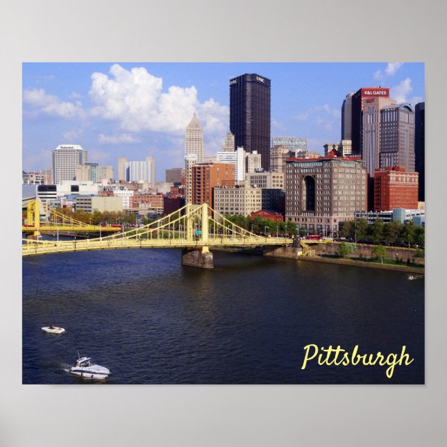 Póster Puente Clemente del río Pittsburgh Skyline Alleghe (Frente)