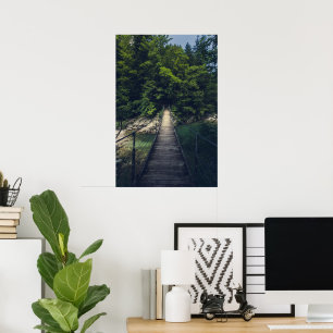 Póster Puente colgante simple sobre el río Idrijca, Eslov