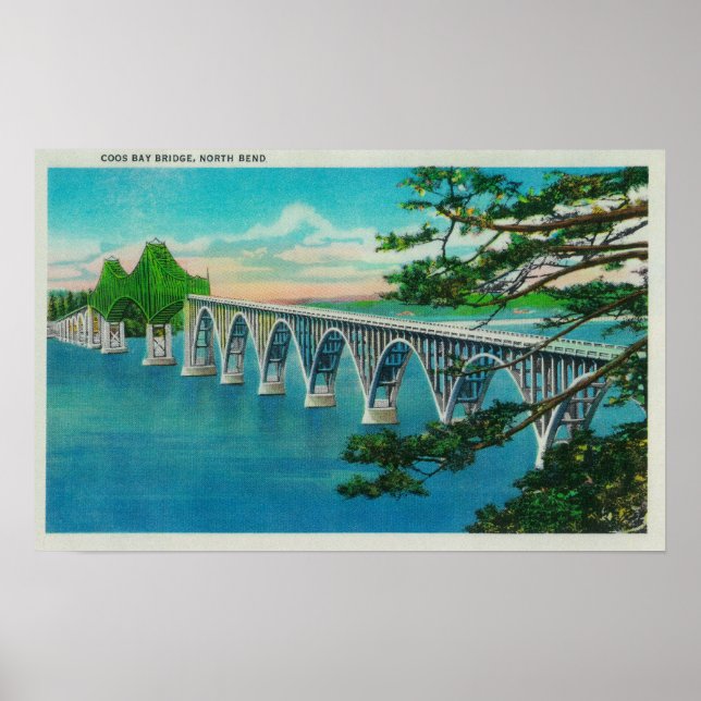 Póster Puente Coos Bay en North Bend, Oregón (Frente)
