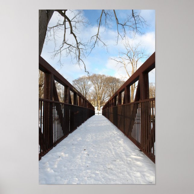Póster Puente cubierto de nieve (Frente)