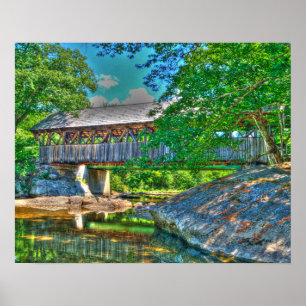 Póster Puente cubierto del río Domingo, Bethel, Maine