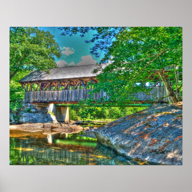 Póster Puente cubierto del río Domingo, Bethel, Maine (Frente)