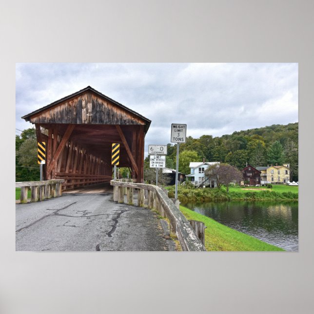 Póster Puente Cubierto, Downsville, Nueva York (Frente)