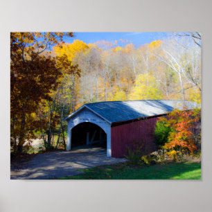 Póster Puente Cubierto Estrecho Parke County, Indiana