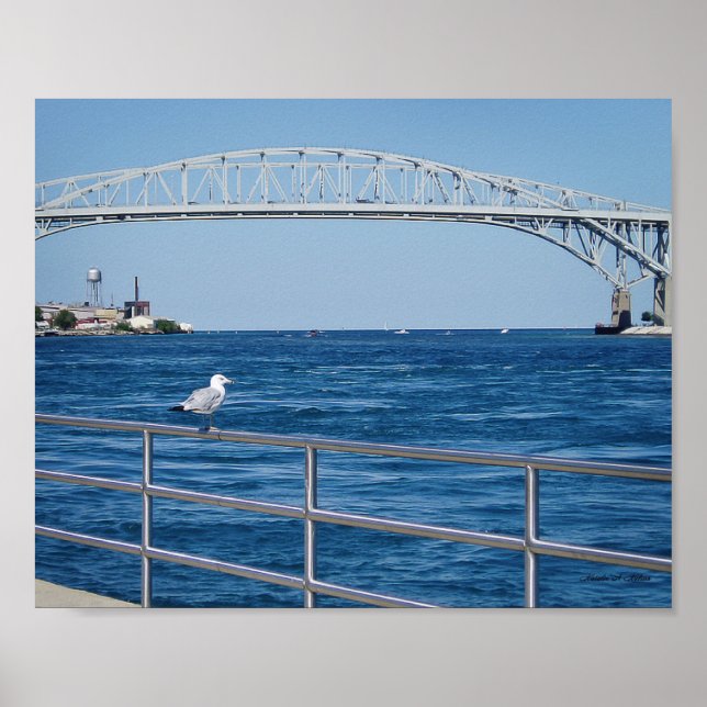 Póster Puente de agua azul, Port Huron, MI (Frente)