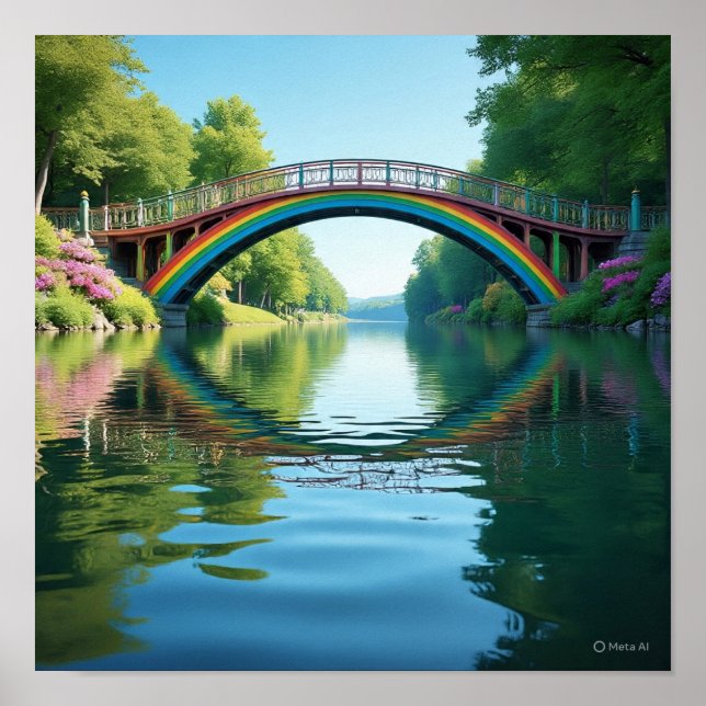 Póster Puente de arco iris curvo de fin más grueso (Frente)