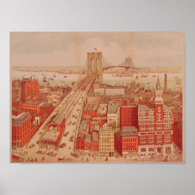 Póster Puente de Brooklyn, c.1883 (Frente)