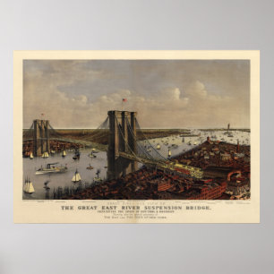 Póster Puente de Brooklyn cerca y 1885)