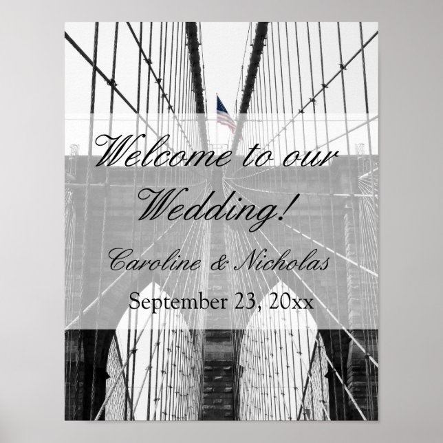 Póster Puente de Brooklyn de NYC, Boda de Nueva York (Frente)