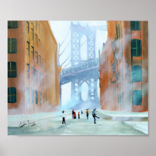 Póster Puente de Brooklyn del stickball de Nueva York