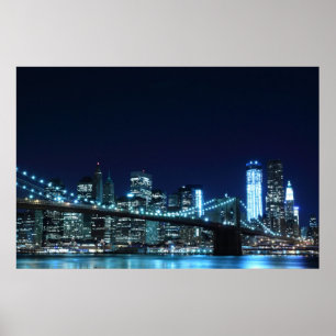 Póster Puente de Brooklyn en el poster de la noche