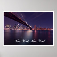 Puente de Brooklyn en Night, East River, Manhattan