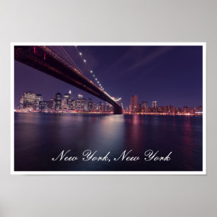 Póster Puente de Brooklyn en Night, East River, Manhattan
