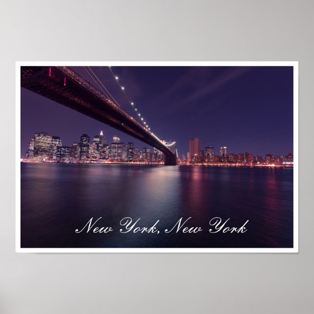 Póster Puente de Brooklyn en Night, East River, Manhattan (Frente)
