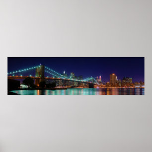 Póster Puente de Brooklyn en Panorama de la Noche