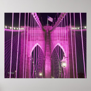 Póster Puente de Brooklyn Lit Purple