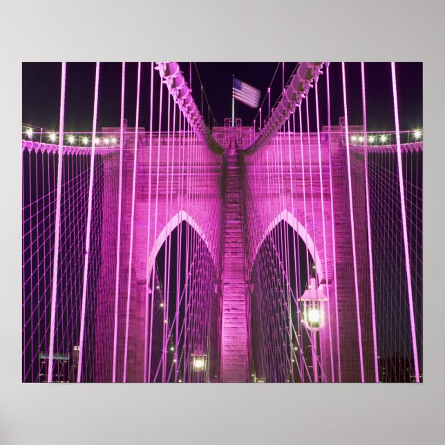 Póster Puente de Brooklyn Lit Purple (Frente)