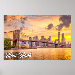 Póster Puente de Brooklyn, Nueva York, Estados Unidos