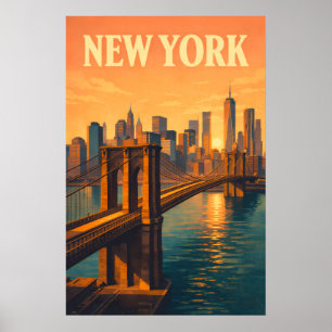 Póster Puente de Brooklyn NYC Viajes Nueva York Vintage