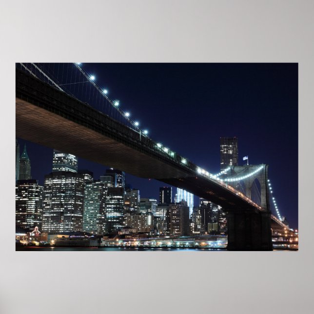 Póster Puente de Brooklyn por la noche, Nueva York (Frente)