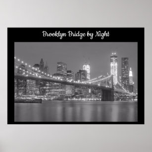 Póster Puente de Brooklyn por noche