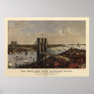 Póster Puente de Brooklyn por y 1885)