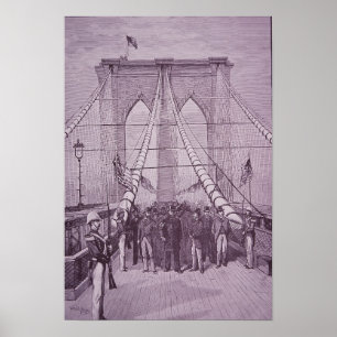 Póster Puente de Brooklyn, presidente Arthur en su apertu