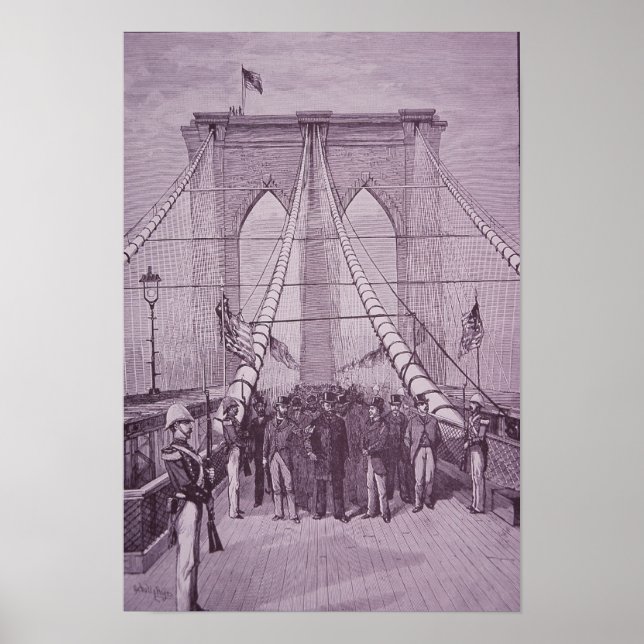 Póster Puente de Brooklyn, presidente Arthur en su apertu (Frente)