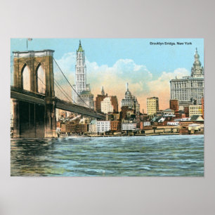 Póster Puente de Brooklyn, vintage de Nueva York