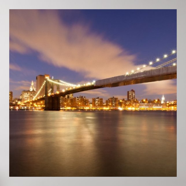 Póster Puente de Brooklyn y Manhattan de noche. (Frente)