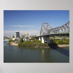 Póster Puente de historias, río Brisbane y canguro