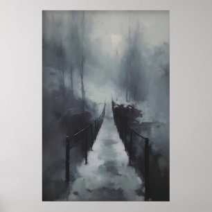 Póster Puente de invierno sobre arroyo congelado, gótico