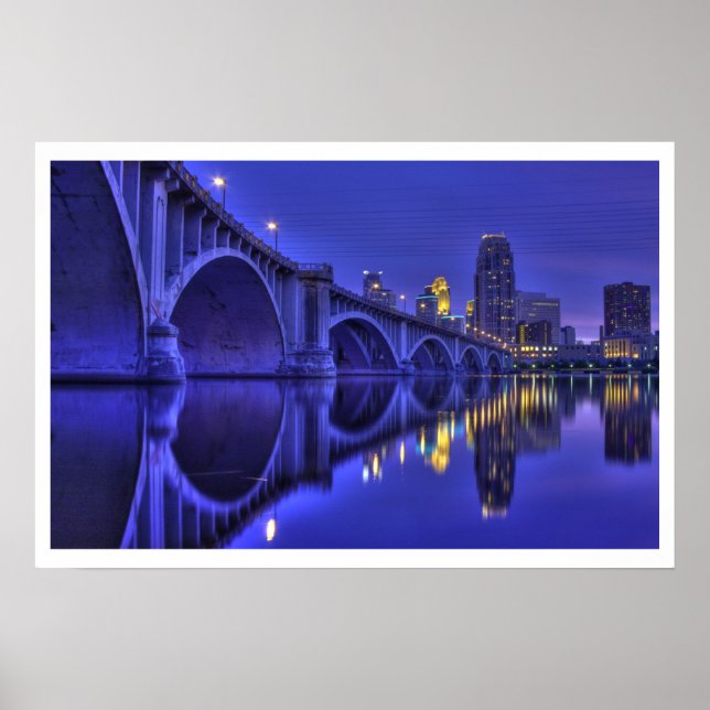 Póster Puente de la 3rd Ave de Minneapolis al atardecer (Frente)