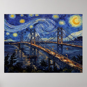 Póster Puente de la Bahía de Chesapeake Maryland Noche es
