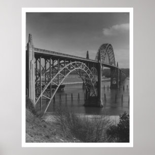 Póster Puente de la Bahía Yaquina en Newport, Oregon Vint