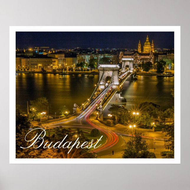 Póster Puente de la cadena Szechenyi en Budapest, Hungría (Frente)