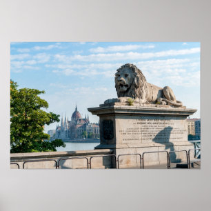 Póster Puente de la cadena Szechenyi y Parlamento de Buda