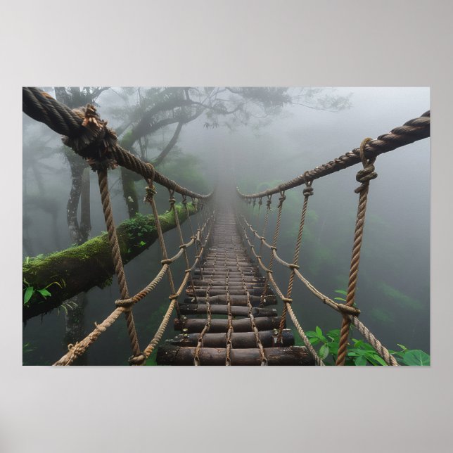 Póster Puente de la jungla sobre una grieta (Frente)