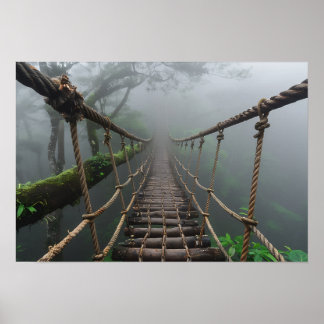 Póster Puente de la jungla sobre una grieta