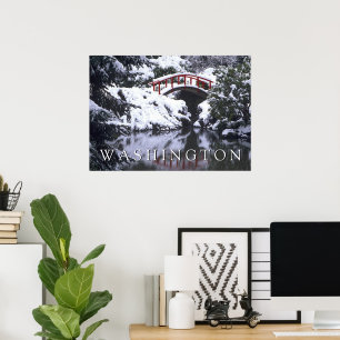 Póster Puente de la Luna y estanque en invierno   Seattle