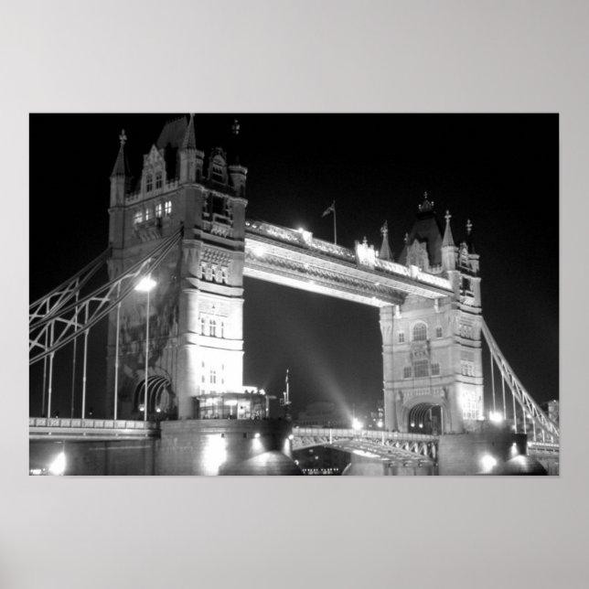 Póster Puente de la Torre de Londres Blanco Negro (Frente)