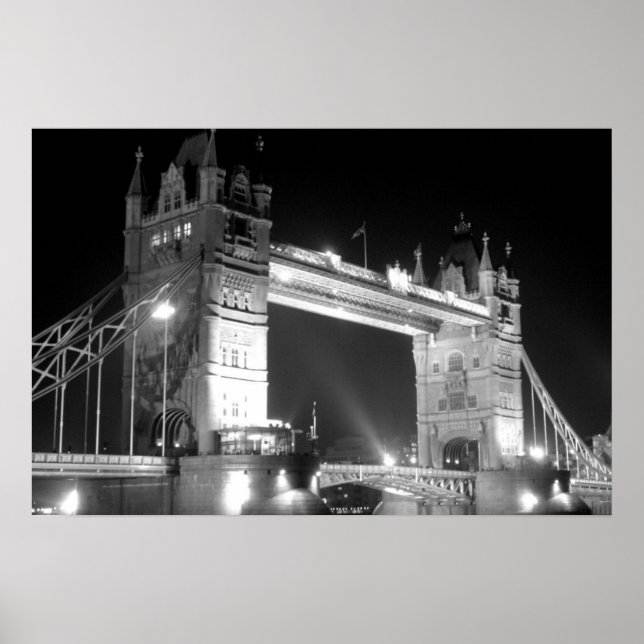 Póster Puente de la Torre de Londres Blanco Negro (Frente)