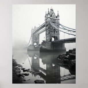 Póster Puente de la Torre de Londres en la niebla